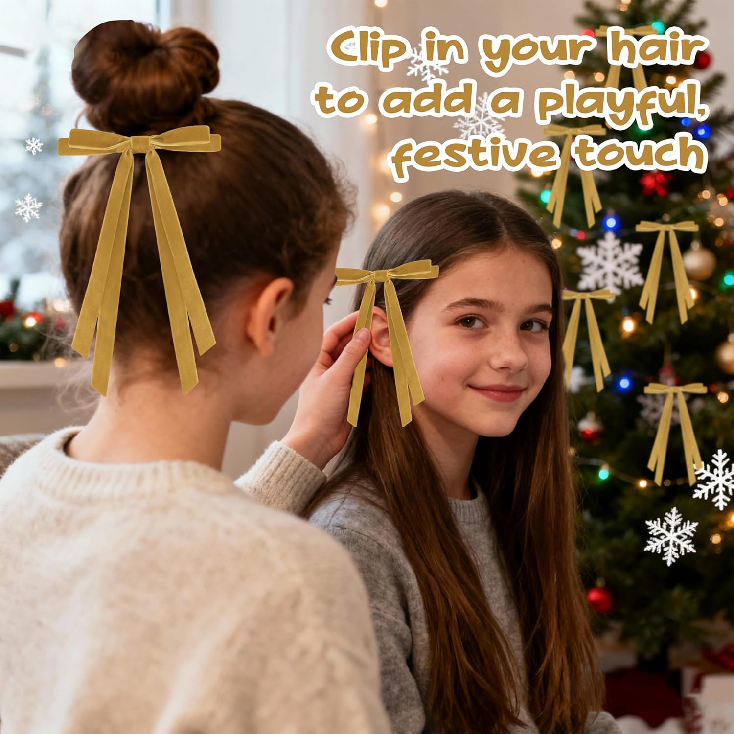 24 Pcs Christmas Bows for Tree, Light Brown Velvet Ribbon Bow for Christmas Tree, Pre-Tied Vintage Xmas Bows for Xmas Trees Wreaths Gifts Wedding Indoor Outdoor Decorations, 5 x 7 Inch